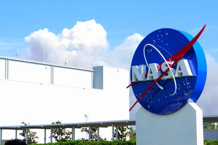 Cape Canaveral, Florida, U.S.A - February 19, 2019 - The logo of National Aeronautics and Space Administration (NASA) at Kennedy Space Centerのeditorial素材