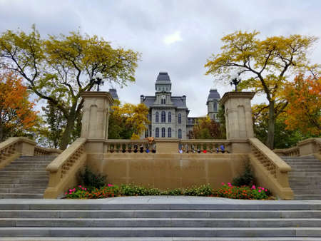 New York, U.S.A - September 9, 2019 - The front stairs by the Pan Am 103 Memorial at Syracuse...