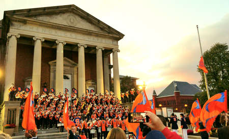 New York, U.S.A - September 9, 2019 - The band pre-game show at Syracuse University before the...