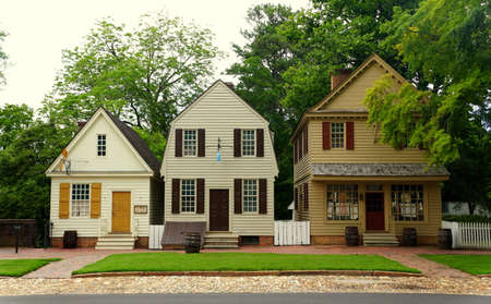 Williamsburg, Virginia, U.S.A - June 30, 2020 - A row of beautiful colonial houses on the streetのeditorial素材