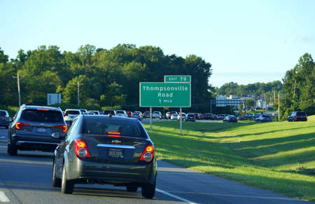 Milford, Delaware, U.S.A - October 19, 2020 - The view of the heavy traffic on Route 1 North