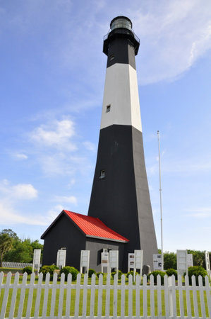 Tybee Island, Georgia, U.S.A - November 5, 2016 - The black and white tower of the light stationのeditorial素材