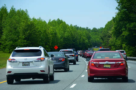 Aberdeen, Maryland, U.S.A - May 17, 2021 - The traffic on Interstate 95 South towards Baltimore and Washington DCのeditorial素材