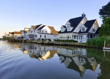 Rehoboth Beach, Delaware, U.S.A - June 6, 2021 - The luxury waterfront homes by the bayのeditorial素材