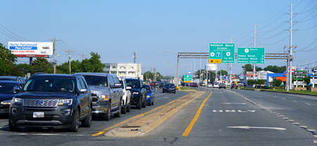 Rehoboth Beach, Delaware, U.S.A - June 08, 2021 - The view of traffic in the summer on Route 1