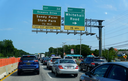 Anne Arundel County, Maryland, U.S.A - August 15, 2021 - The heavy traffic on Route 301 near Sandy...