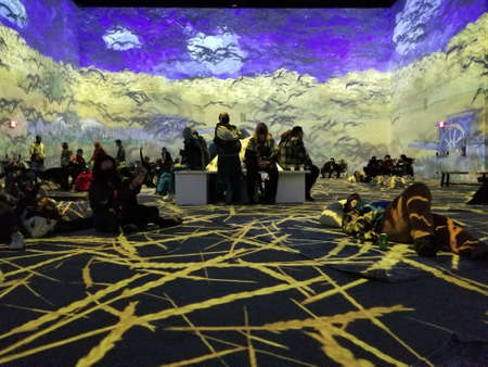 Upper Darby, Pennsylvania, U.S.A - November 28, 2021 - The large and spectacular projected display of Van Gogh artsのeditorial素材