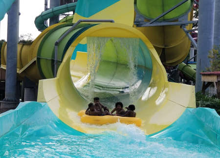 Tampa, Florida, U.S.A - November 4, 2021 - The water rides at Adventure Island Water Park