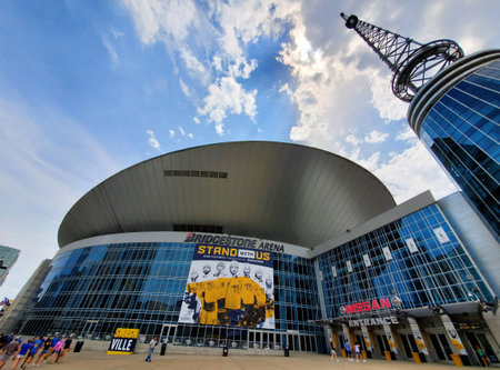 Nashville, Tennessee, U.S - June 26, 2022 - The entrance of Bridgestone Arena during the dayのeditorial素材