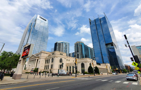 Nashville, Tennessee, U.S.A - June 22, 2022 - The view of the historical and modern buildings in the cityのeditorial素材
