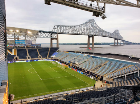 Chester, Pennsylvania, U.S.A - June 3, 2023 - The distance view of Commodore Barry Bridge from...