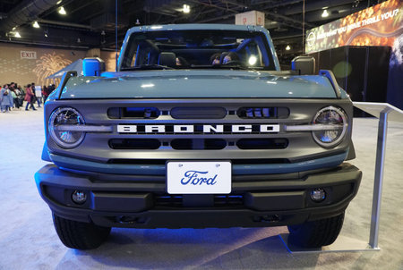Philadelphia, Pennsylvania, U.S - January 14, 2024 - The front view of the light blue color of 2024 Ford Broncoのeditorial素材