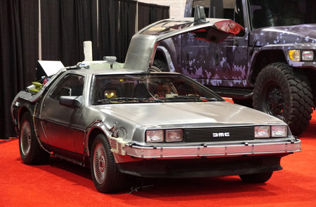Philadelphia, Pennsylvania, U.S.A - January 14, 2024 - The silver DMC DeLorean car used in the Back To The Future movieのeditorial素材