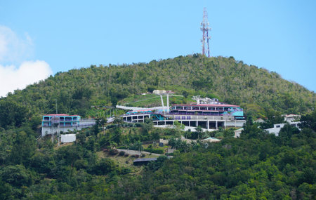 St Thomas, U.S Virgin Island - February 21, 2024 - The distance view of the Paradise Point on the hillのeditorial素材