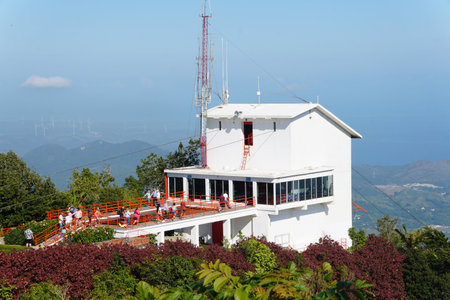 Puerto Palata, Dominican Republic - February 20, 2024 - The white cable car station on the top of Mount Isabel DeTorresのeditorial素材