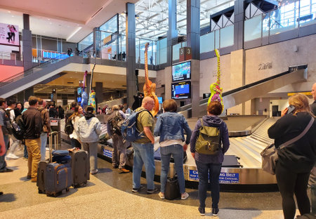 Texas, U.S.A - April 4, 2024 - The baggage pickup area at Austin-Bergstrom International Airport