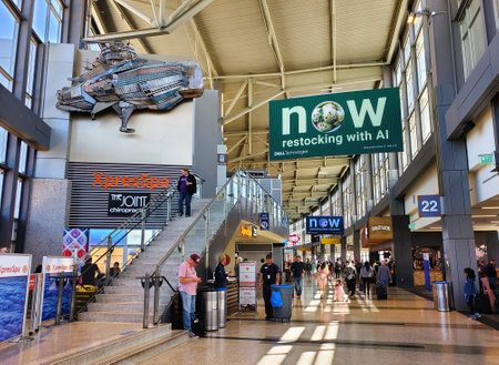 Texas, U.S.A - April 4, 2024 - The view inside of the terminal at Austin-Bergstrom International Airportのeditorial素材