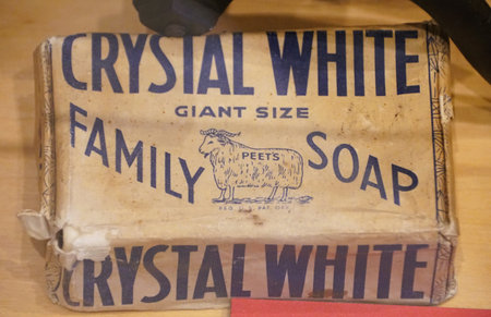 Austin, Texas, U.S.A - April 9, 2024 - The vintage 1930s Crystal White giant size of family soap
