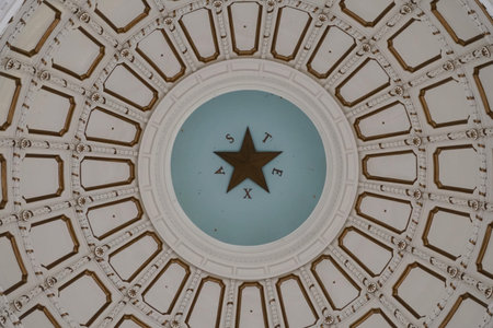 Austin, Texas, U.S.A - April 9, 2024 - Closeup of the dome interior of the Texas Capitol buildingのeditorial素材