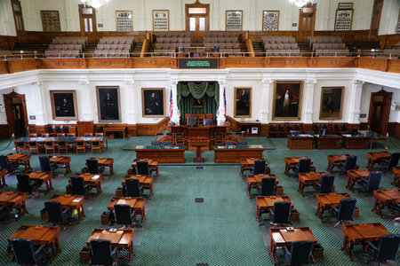 Austin, Texas, U.S.A - April 9, 2024 - The top balcony view inside of the Senate Chamber of the Texas Capitolのeditorial素材