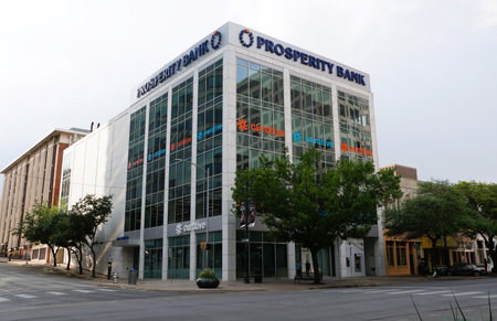 Austin, Texas, U.S.A - April 9, 2024 - The front view of the Prosperity Bank in the cityのeditorial素材