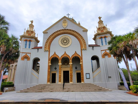 St Augustine, Florida, U.S.A - November 18, 2023 - The front view of the Memorial Presbyterian...