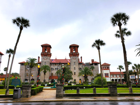 St Augustine, Florida, U.S.A - November 18, 2023 - The street view of the historic City Hall and Lightner Museum, once the old Alcazar Hotelのeditorial素材