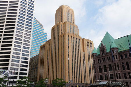 Minneapolis, Minnesota, U.S.A - July 12, 2024 - The view of Centurylink Building on a sunny dayのeditorial素材