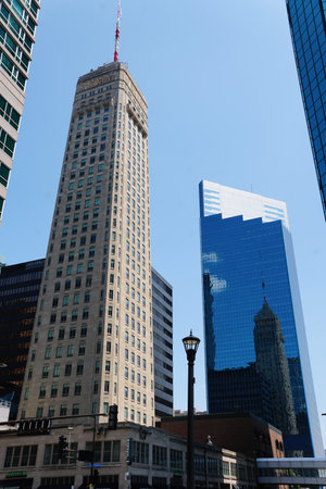 Minneapolis, Minnesota, U.S.A - July 12, 2024 - The Foshay Tower next to Campbell Mithun Tower on a sunny dayのeditorial素材