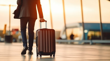 Entrepreneurial Travels, Business Professionals Embarking on a Journey at the Airport.Generative AIの素材