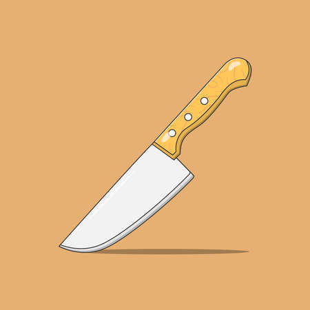 Butcher Knife Vector Icon Illustration. Kitchen Knife Vector. Flat Cartoon Style Suitable for Web Landing Page, Banner, Flyer, Sticker, Wallpaper, Backgroundのイラスト素材