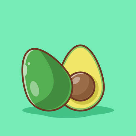 Avocado Vector Icon Illustration. Avocado Vector. Flat Cartoon Style Suitable for Web Landing Page,...