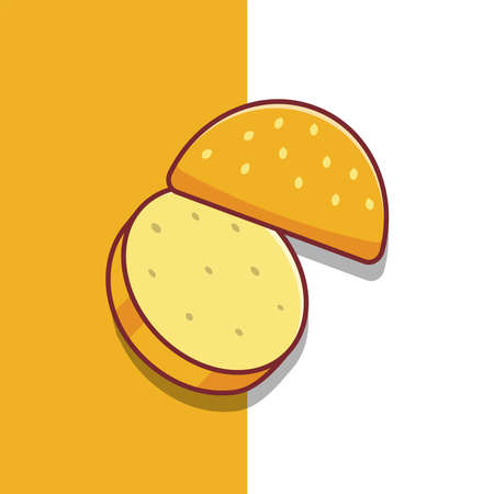 Burger Buns Vector Icon Illustration. Burger Buns Vector. Flat Cartoon Style Suitable for Web Landing Page, Banner, Flyer, Sticker, Wallpaper, Backgroundのイラスト素材