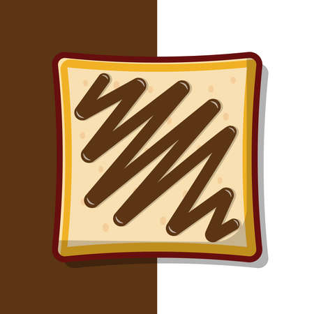 Bread with Chocolate Jam Vector Icon Illustration. Chocolate Bread Vector. Flat Cartoon Style Suitable for Web Landing Page, Banner, Flyer, Sticker, Wallpaper, Backgroundのイラスト素材