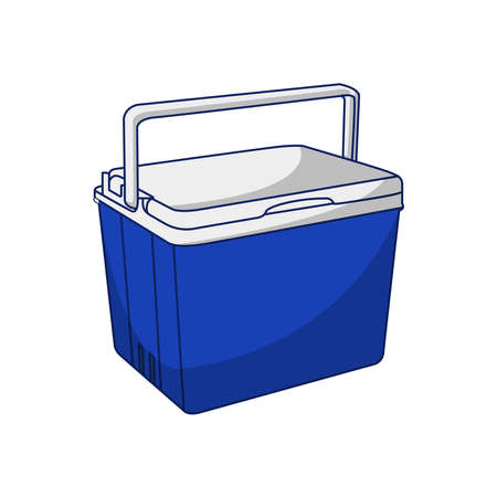 Blue Cooler Box Flat Vector Illustration Icon On White Background for web, landing page, sticker, bannerのイラスト素材