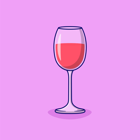 Glass of Wine Vector Illustration. Drink. Alcoholic Beverages. Flat Cartoon Style Suitable for Web Landing Page, Banner, Flyer, Sticker, Card, Backgroundのイラスト素材