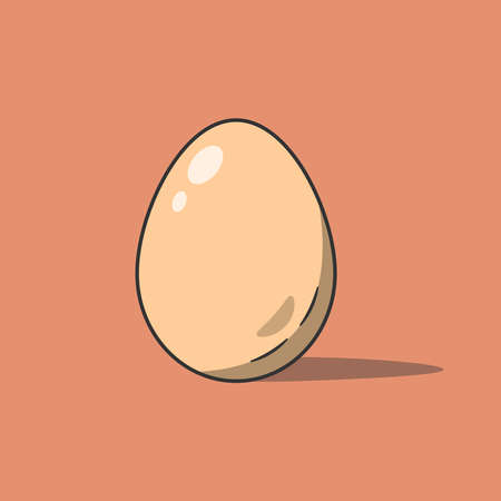 Brown Chicken Egg Vector Illustration. Raw. Hard Boiled. Flat Cartoon Style Suitable for Icon, Web...