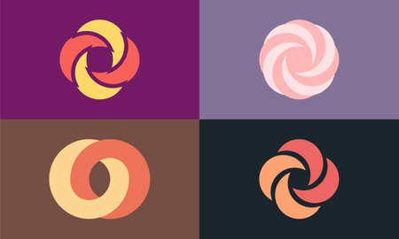 Set of Abstract Geometric Series Logo, Simple and Modern Style, Minimalist and Colorful Symbol,...