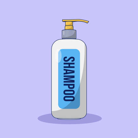 Shampoo Bottle Vector Icon Illustration. Hair Hygiene Vector. Flat Cartoon Style Suitable for Web Landing Page, Banner, Flyer, Sticker, Wallpaper, Backgroundのイラスト素材