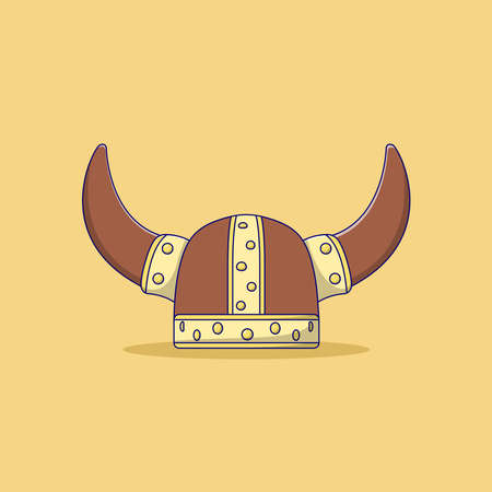 Viking Helmet Vector Icon Illustration. Medieval Vector. Flat Cartoon Style Suitable for Web Landing Page, Banner, Flyer, Sticker, Wallpaper, Backgroundのイラスト素材