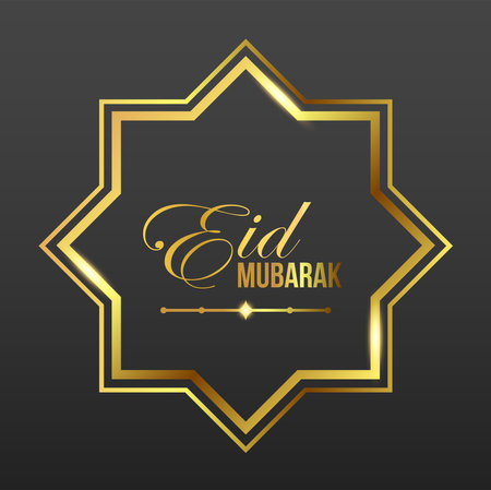 Golden Eid Mubarak Square Banner and Poster Template With Islamic Ornament. Islamic Holidayのイラスト素材
