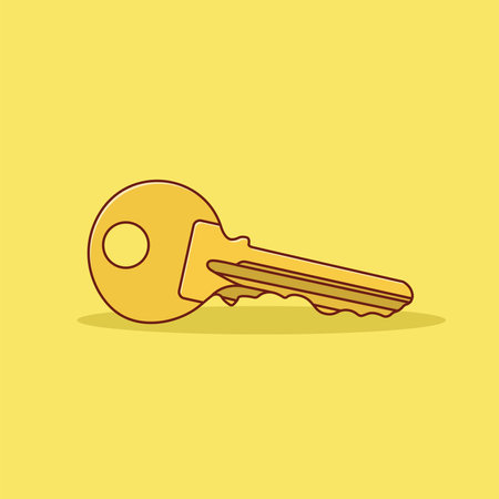 Key Vector Icon Illustration. Vector. Retro House Key Flat Cartoon Style Suitable for Web Landing Page, Banner, Flyer, Sticker, Wallpaper, Backgroundのイラスト素材
