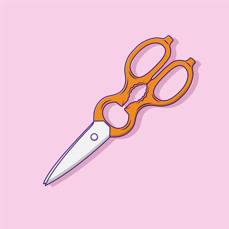 Scissors Vector Icon Illustration. Shearing Tool. Cutter. Flat Cartoon Style Suitable for Web,...