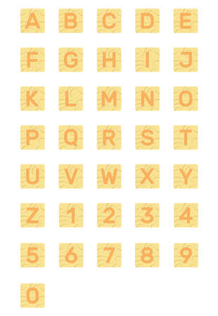 Alphabet and Number Wooden Blocks Flat Illustration. Clean Icon Design Element on Isolated White Backgroundのイラスト素材
