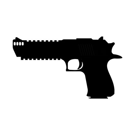 Handgun Silhouette. Black and White Icon Design Element on Isolated White Backgroundのイラスト素材