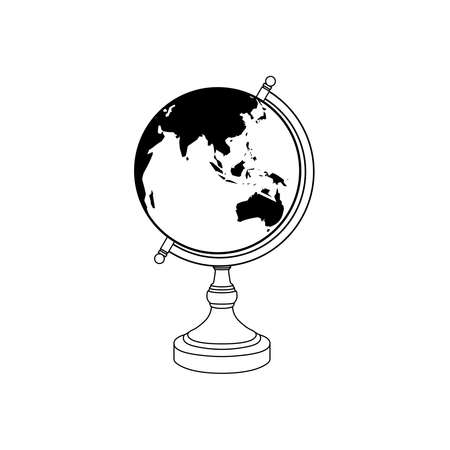 Globe Outline Icon Illustration on White Backgroundのイラスト素材