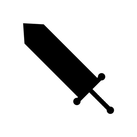 Sword Black and White Icon. Silhouette Design Element on Isolated White Backgroundのイラスト素材
