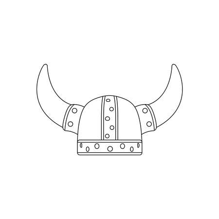 Viking Helmet Outline Icon Illustration on Isolated White Backgroundのイラスト素材