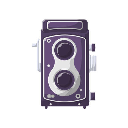 Vintage Camera Flat Illustration. Clean Icon Design Element on Isolated White Backgroundのイラスト素材