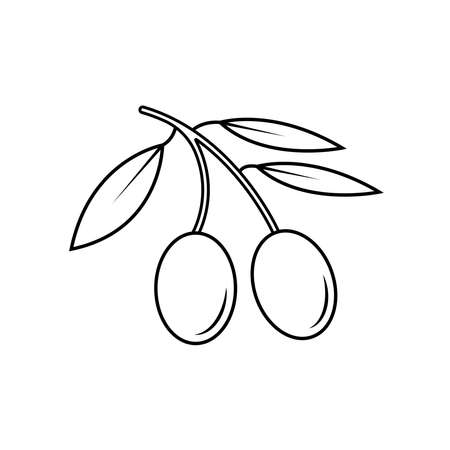 Olive Fruit Black and White Icon in Outline Style on a White Background Suitable for Tropical, Oil, Aromatherapy Icon. Isolatedのイラスト素材